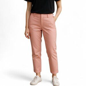 Talbots Perfect Crop Pants Pink Cotton Ankle Button Size 8